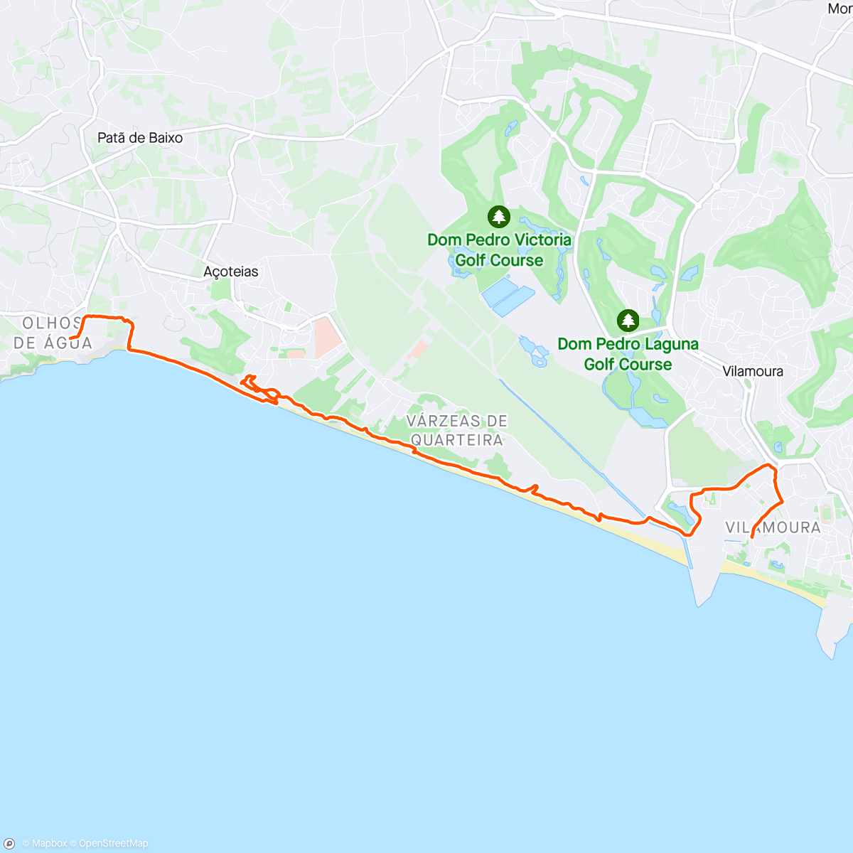 Map of the activity, Vilamoura to Albufeira