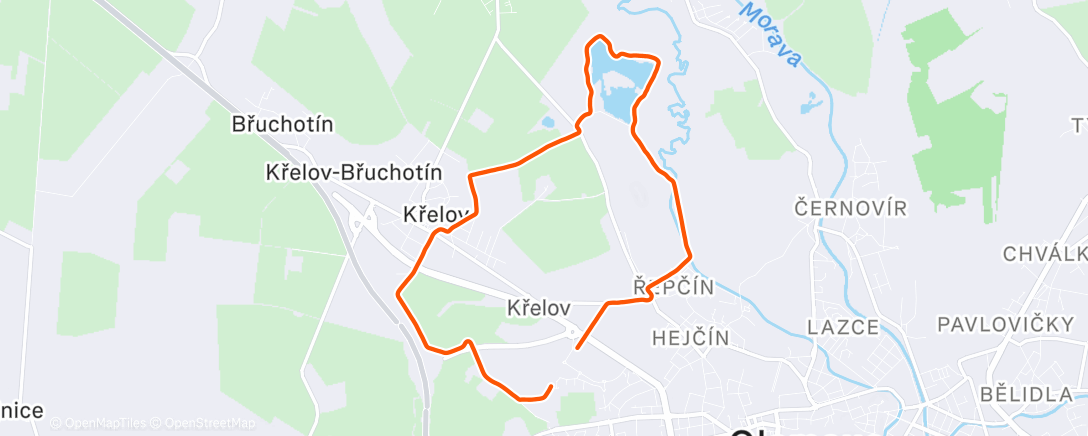 Map of the activity, Afternoon Run