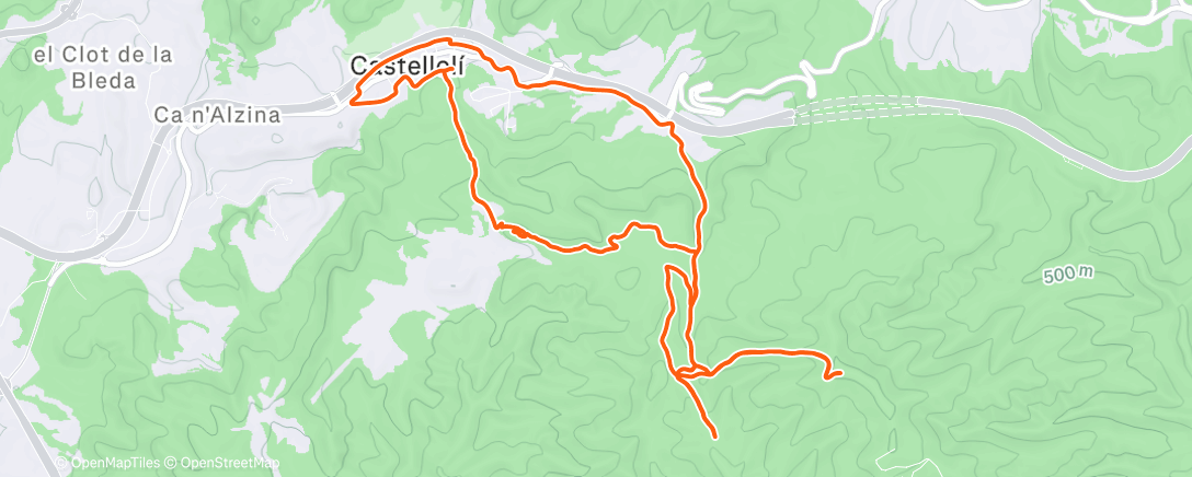 Map of the activity, Trail muy suave + final pistero / Castell 180 - Torrent de  les Coves - Paral•lel x2 - Roques Blanques - Gos Blanc - Urbà