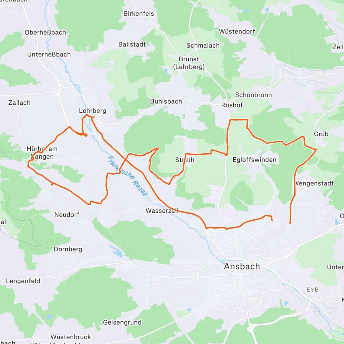 Map of the activity, Aktivität am Mittag