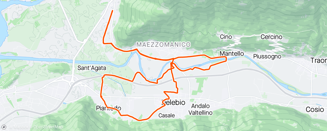 Map of the activity, Mountain biking pomeridiana