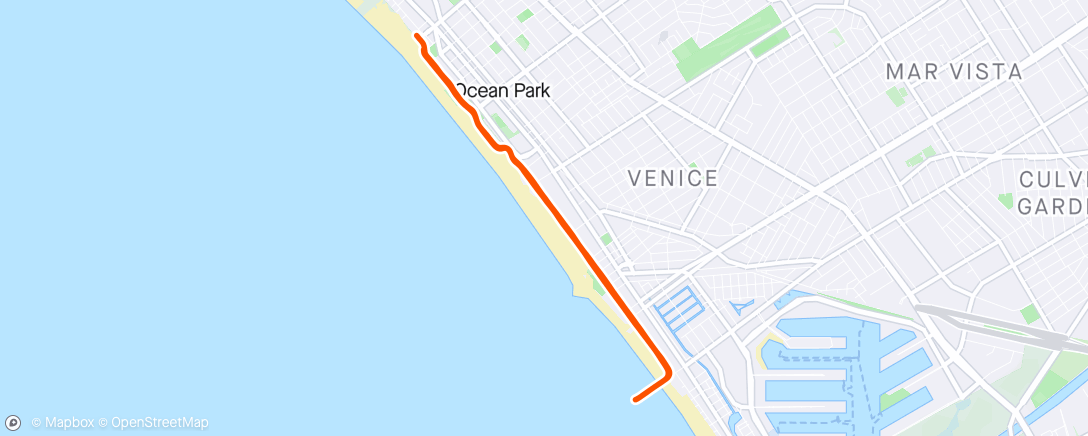 Map of the activity, California Runclub #6 - back along Venice Beach