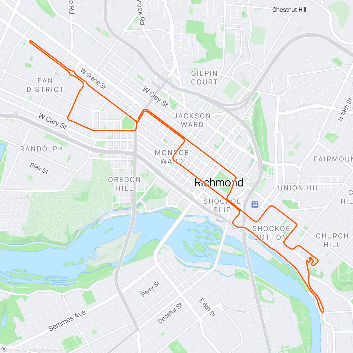 Карта физической активности (Zwift - 02. Endurance Escalator [Lite] in Richmond)