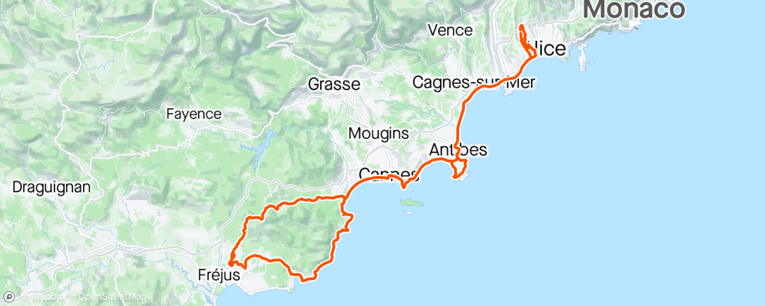 Map of the activity, Tour de L' Estérel