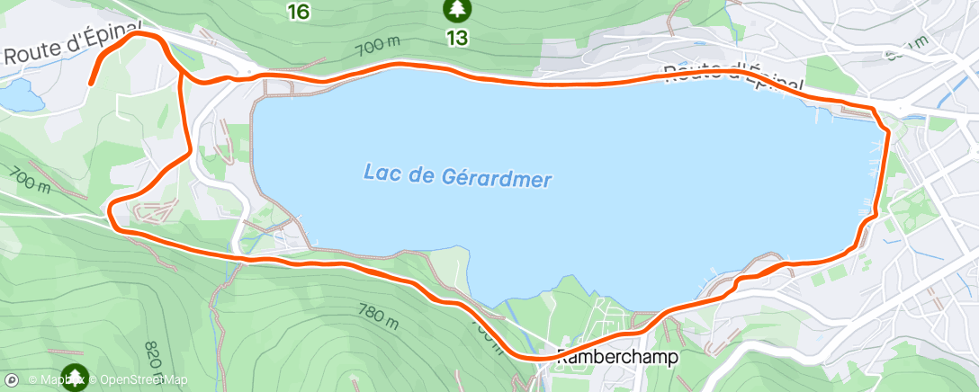 Map of the activity, Course à pied dans l'après-midi