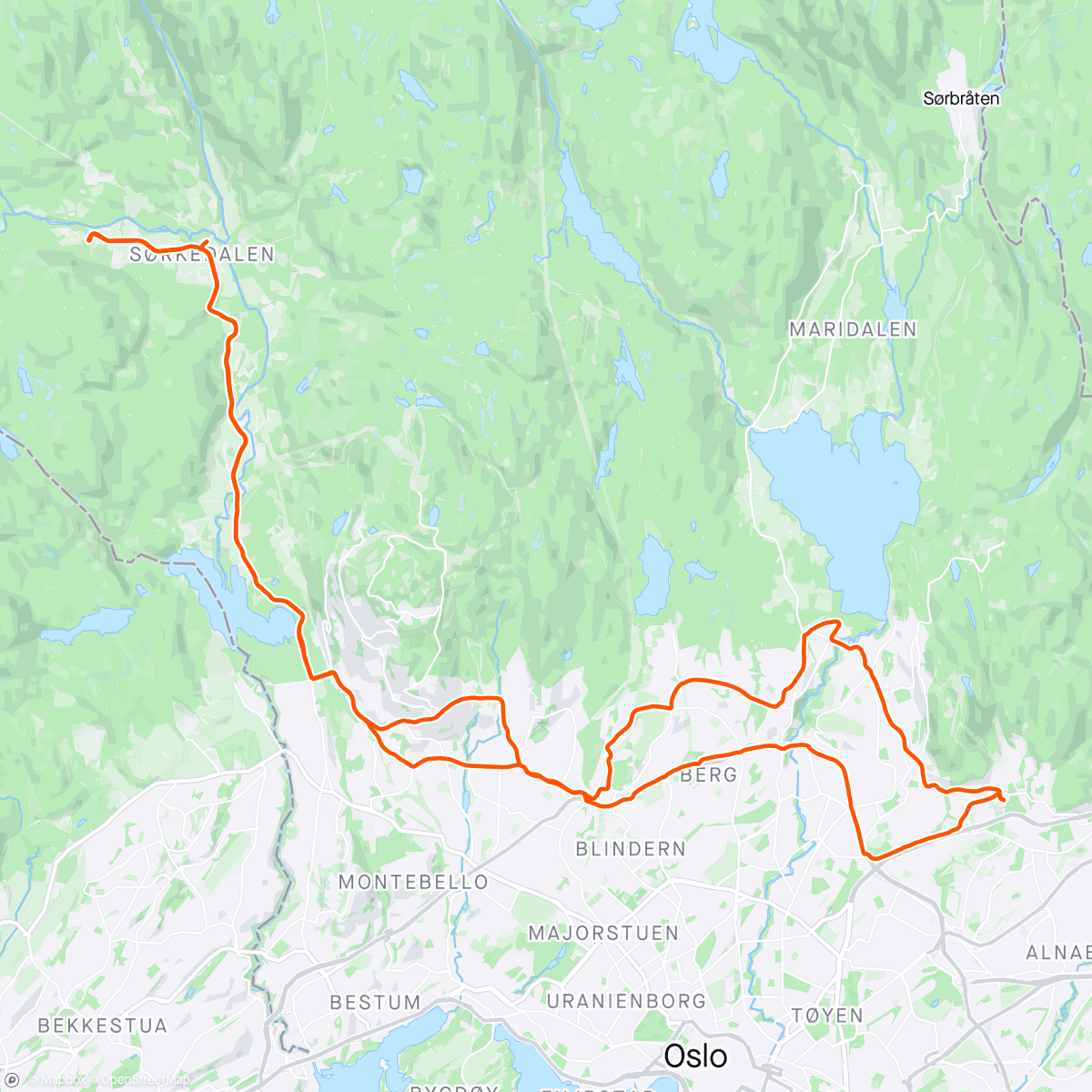 Map of the activity, Kafé Sørkedalen 🚴🏼