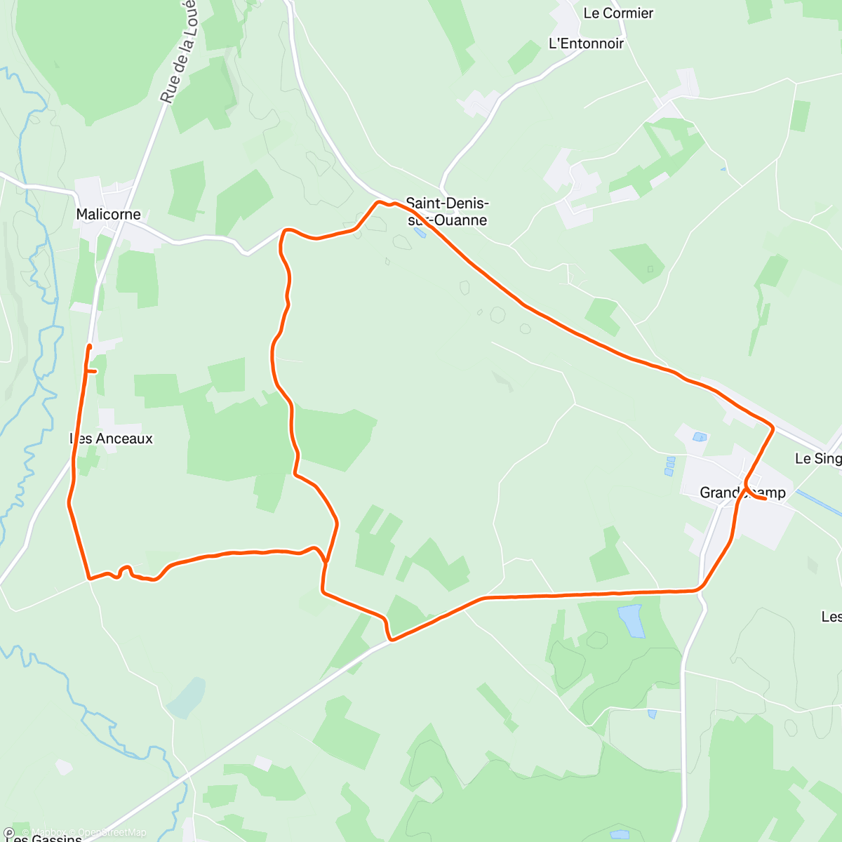 Map of the activity, Course à pied le midi