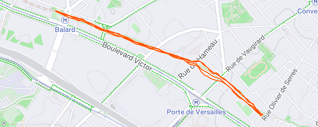 Map of the activity, Course à pied du midi