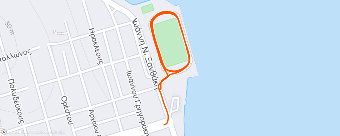 Map of the activity, Evening Run