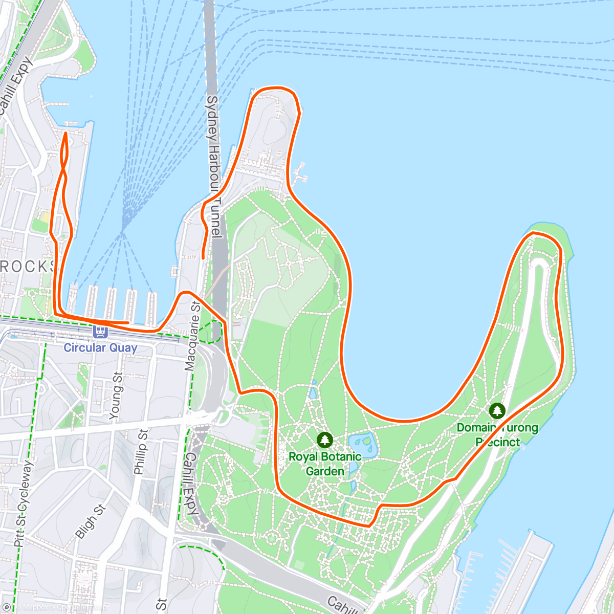 Map of the activity, Sydney harbour Run