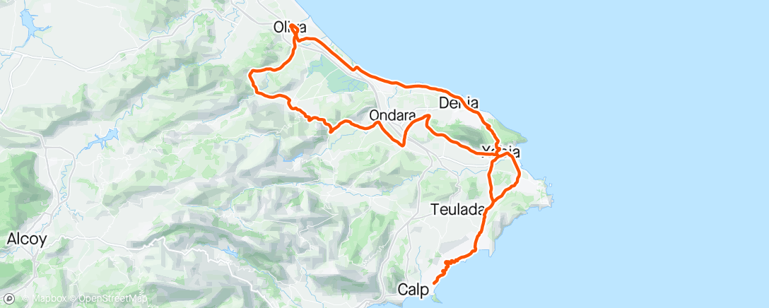 Map of the activity, ☀️Calpe- dag 4💨💨💨💨☀️