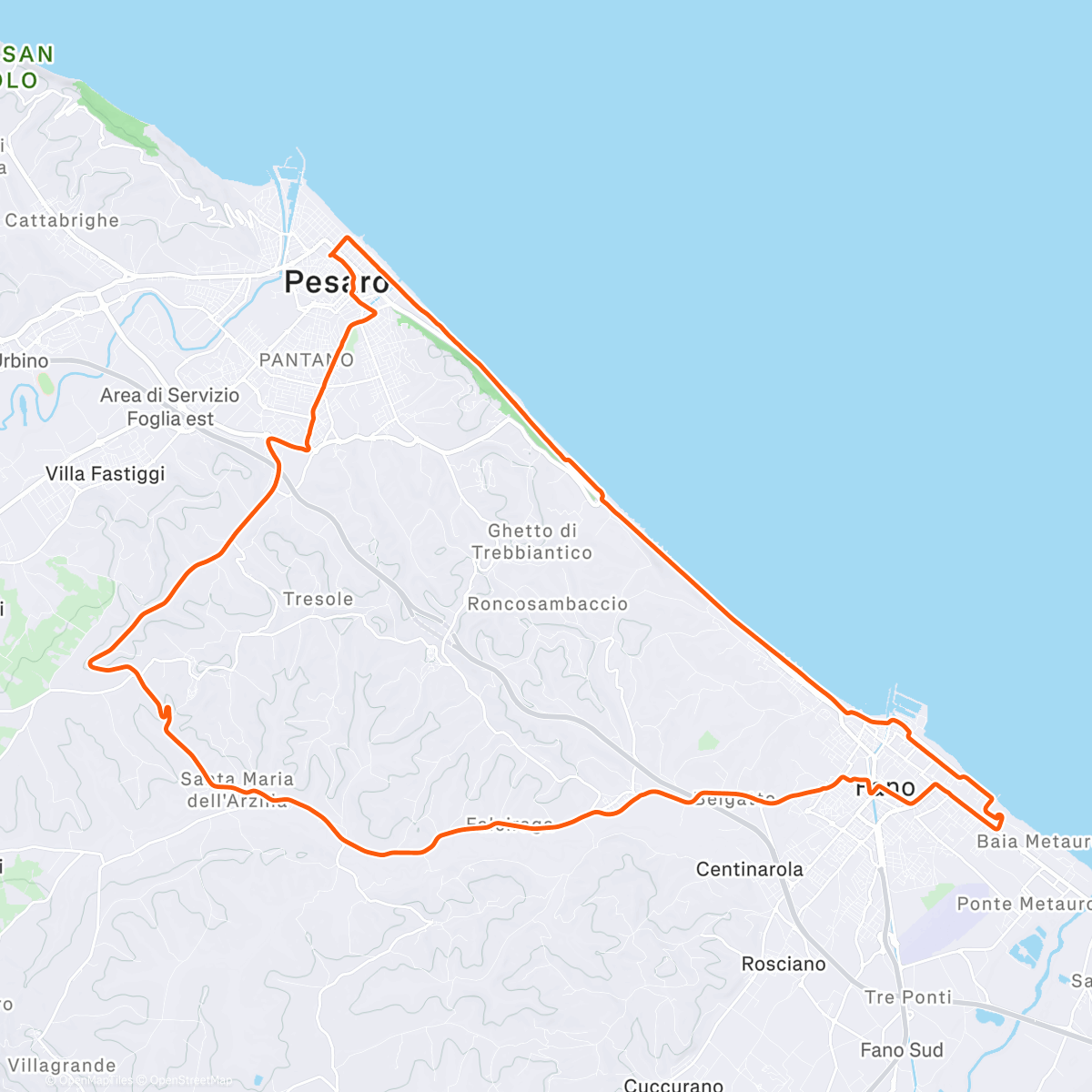 Map of the activity, Pedalata pomeridiana in mtb