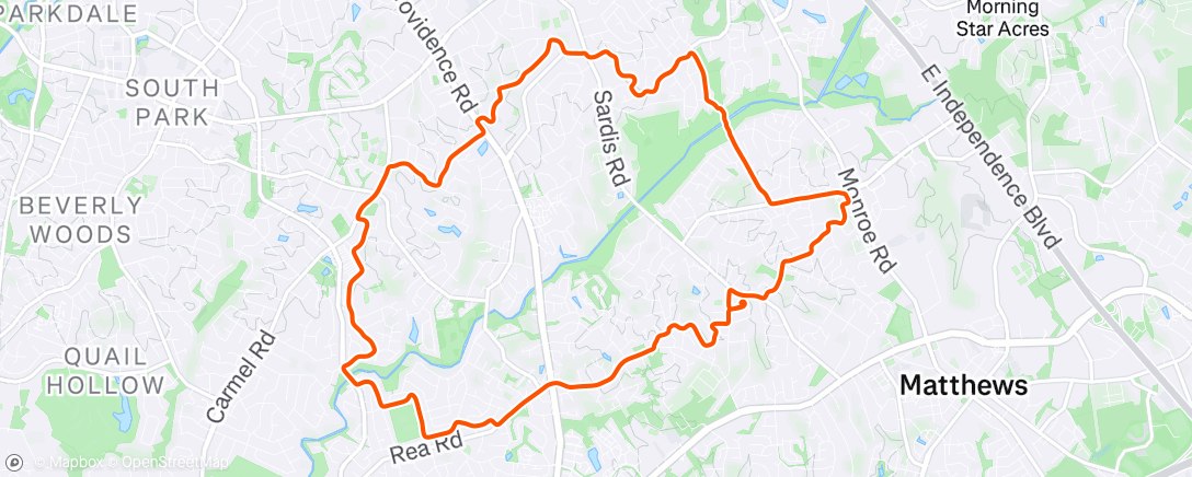 Map of the activity, Evening Ride