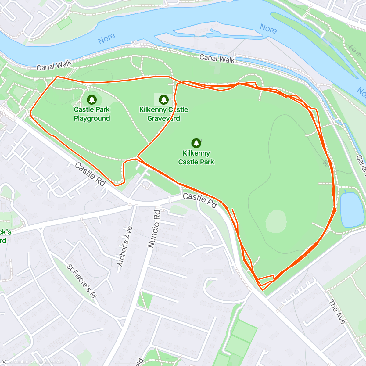 Map of the activity, Kilkenny Parkrun