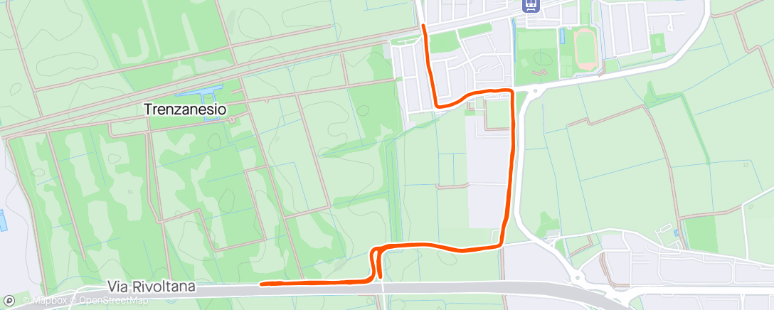 Map of the activity, 2x400m + 4x100m