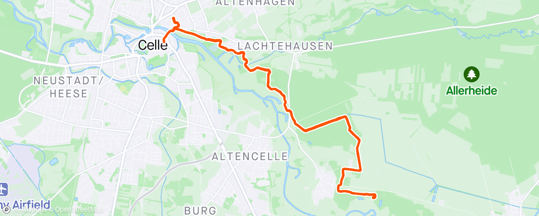 Map of the activity, 21km Dauerlauf - Erste mal Essen holen 🥙