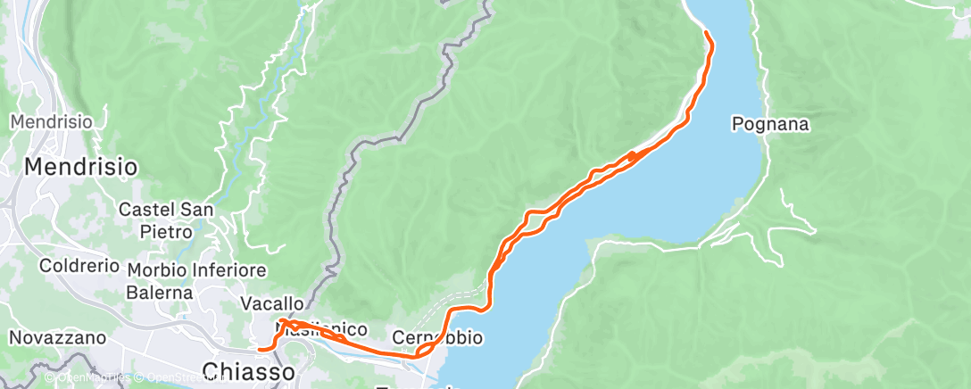 Map of the activity, Pedalata mattutina