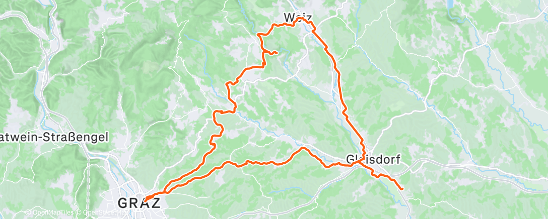 Map of the activity, Gravel-Fahrt am Nachmittag