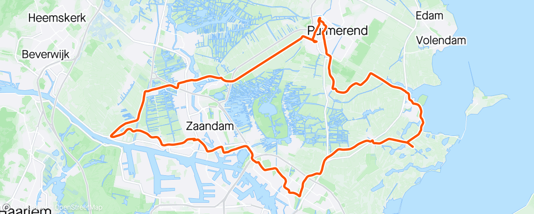 Karte der Aktivität „Rondje over pont Buitenhuizen en de Zaanse Schans”