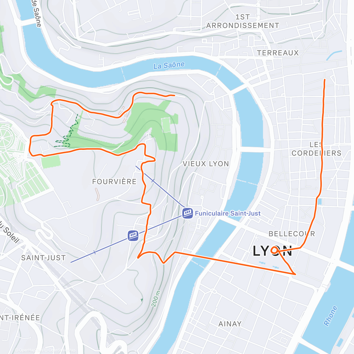 Map of the activity, Lunch Run