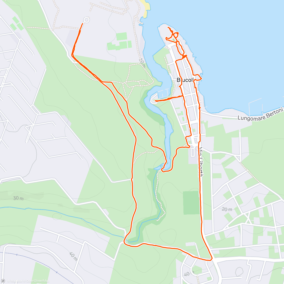 Map of the activity, A small walk to Brucoli in Sicily