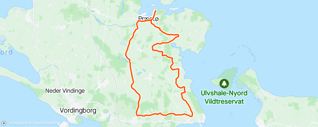 Mapa da atividade, Tour de Præstø - forkortet