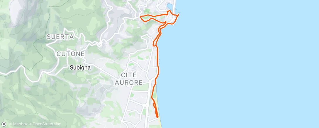 Map of the activity, Course à pied le soir