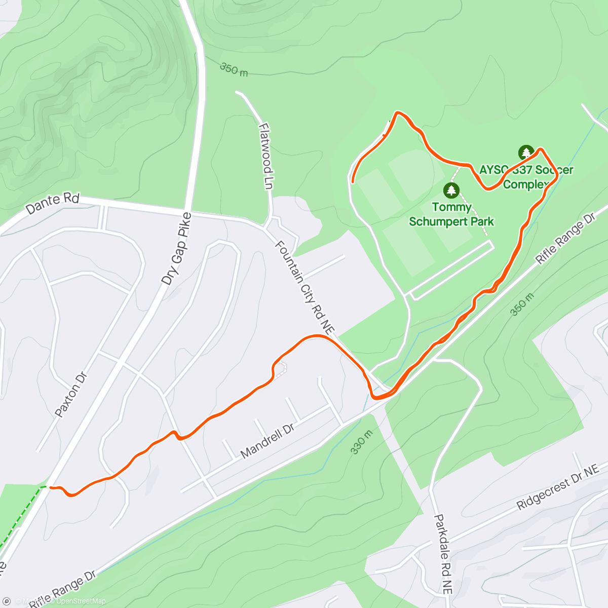Mappa dell'attività Afternoon Run/Jog/Walk