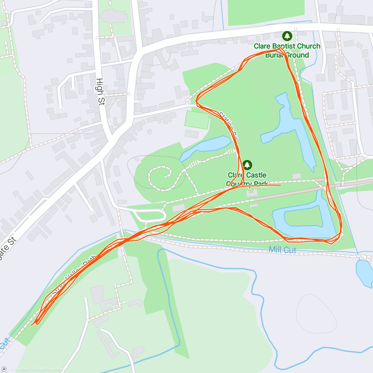 Map of the activity, Clare Castle parkrun