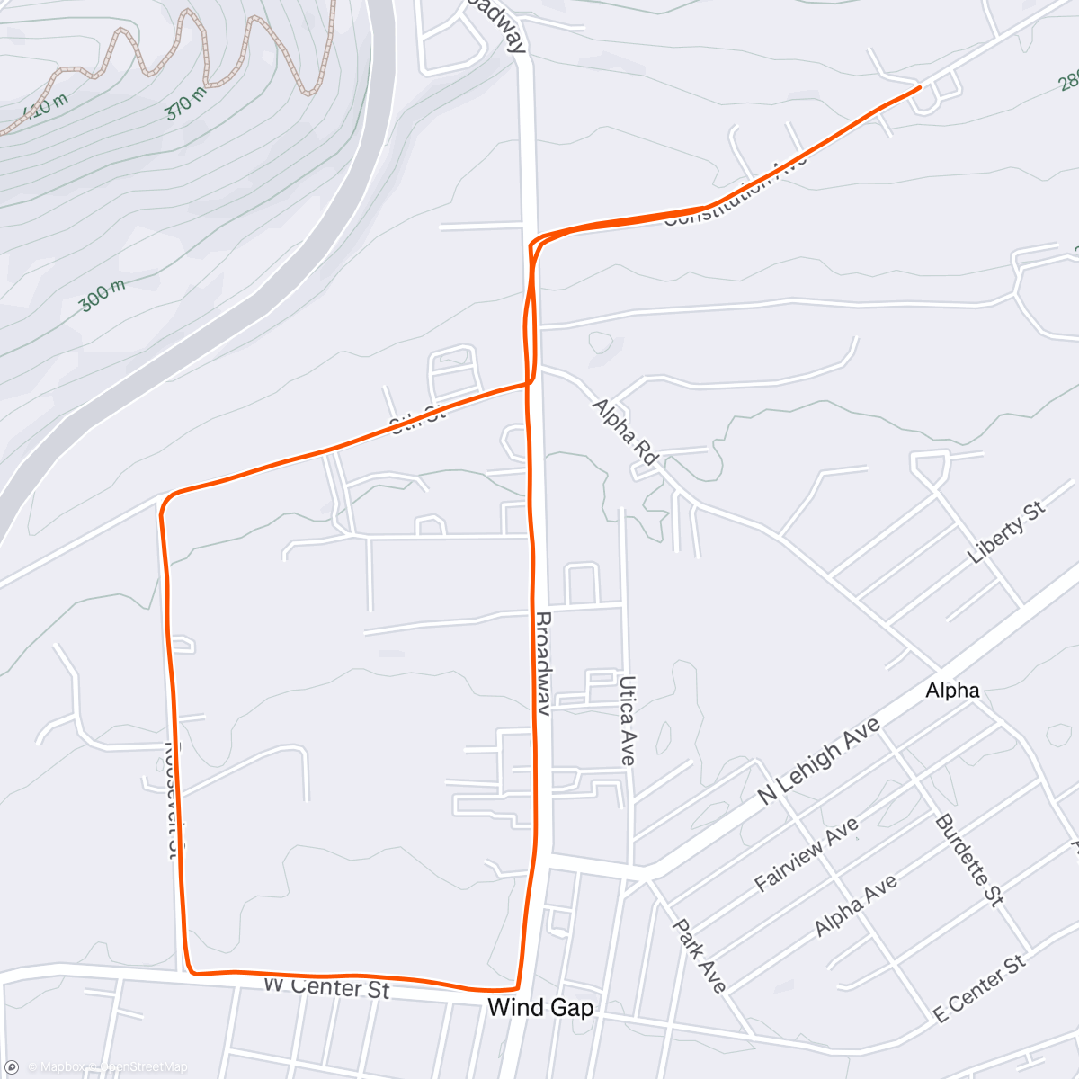 Map of the activity, gentle jog