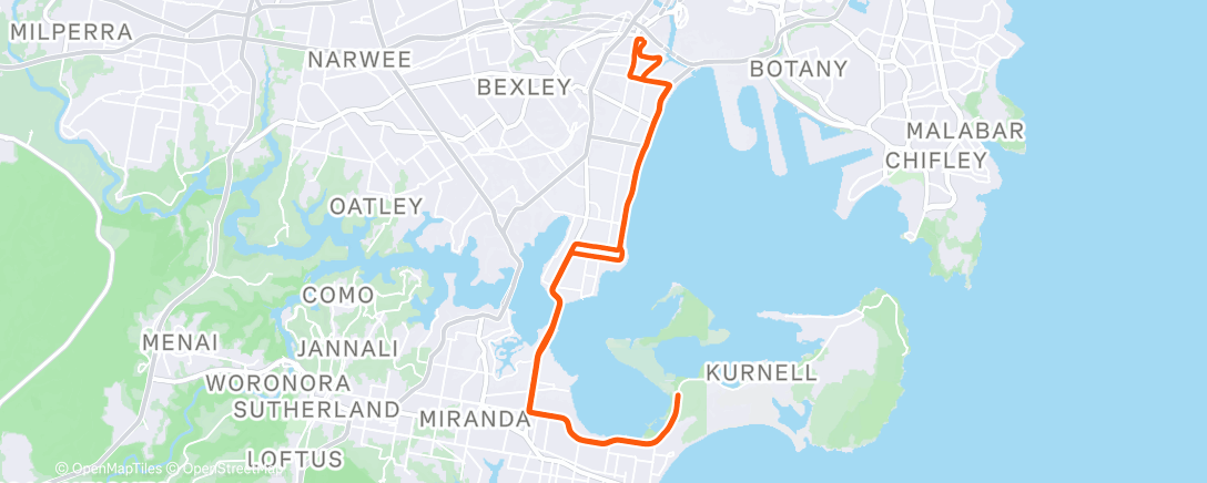 Map of the activity, Aborted wet Kurnell. Stiched up again by the new bom rain radar