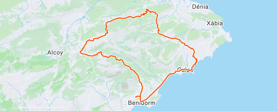 Map of the activity, Andar en bicicleta