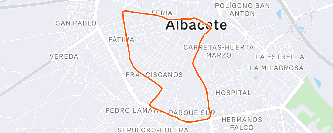 Map of the activity, San Silvestre popular Albacete