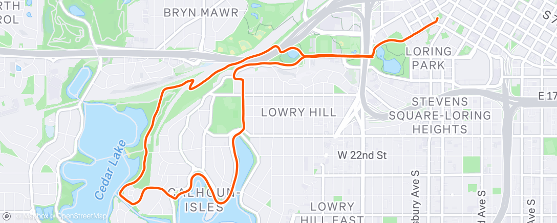 Map of the activity, Afternoon Run