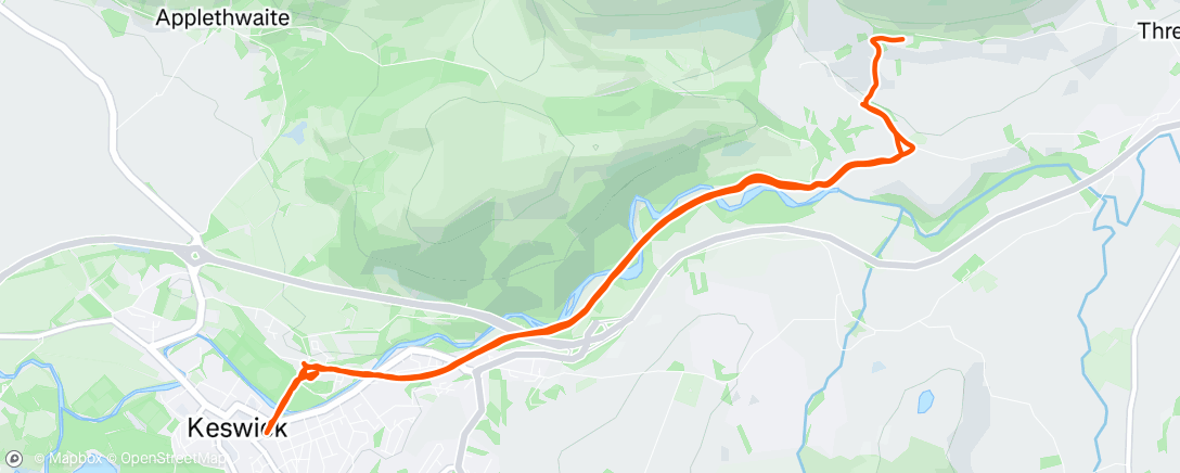 Map of the activity, Blencathra Centre to Keswick