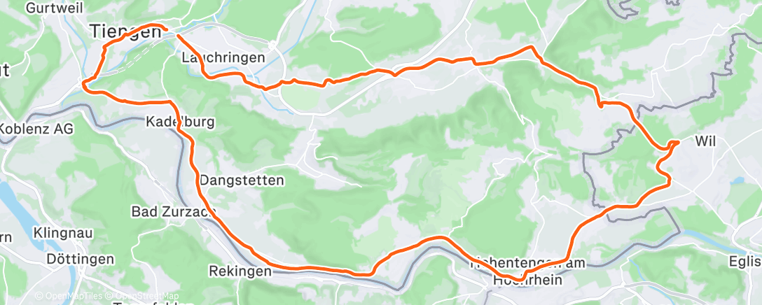Map of the activity, RR 26/6 Bühl-Hüntwangen-Runde