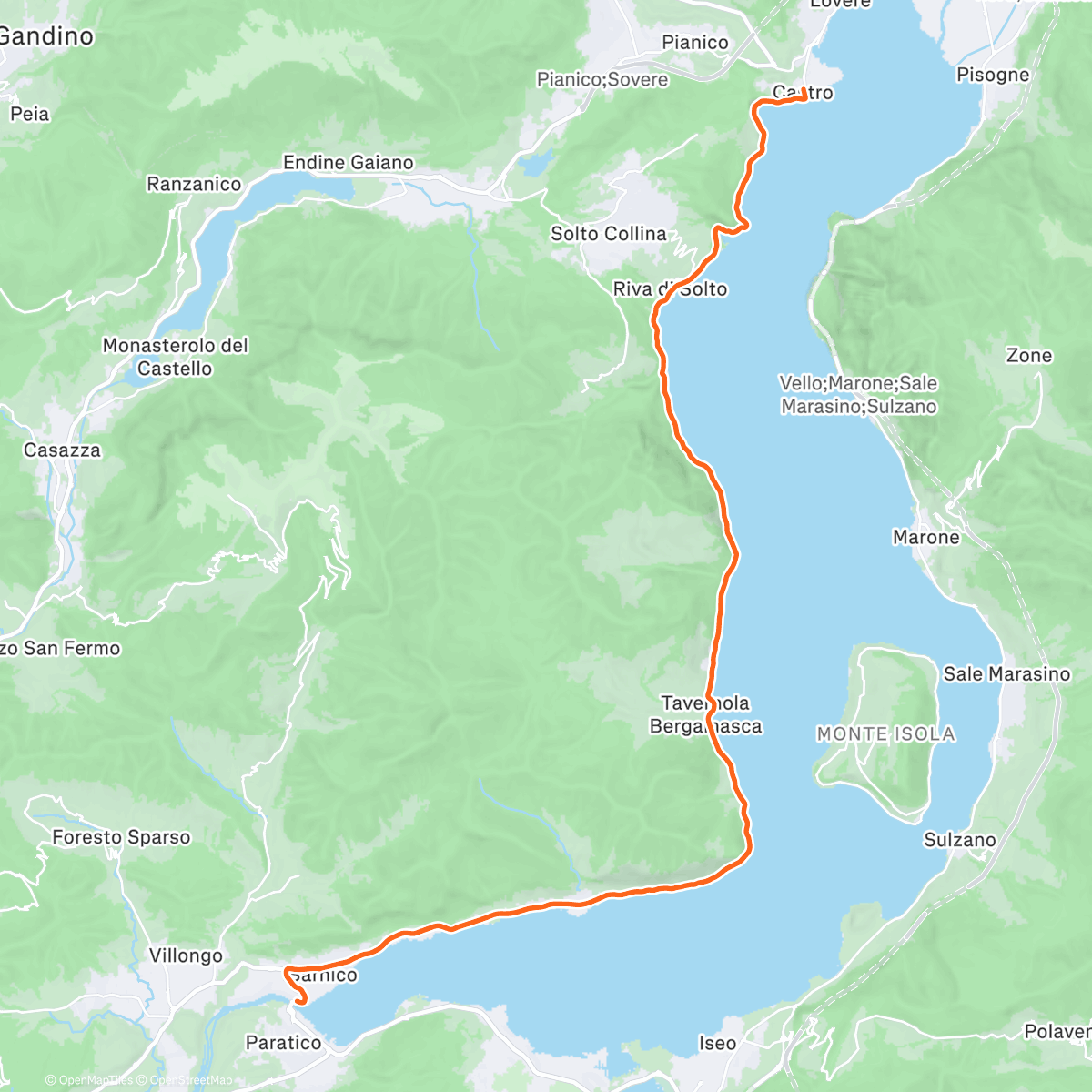 Map of the activity, ROUVY - Lago d'Iseo West | Italy