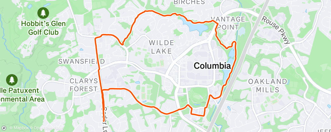 Map of the activity, Afternoon Run