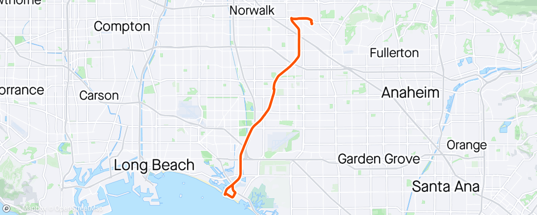 Mapa de la actividad, Morning Ride, Seal Beach train.
