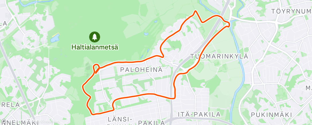 Map of the activity, Afternoon Run