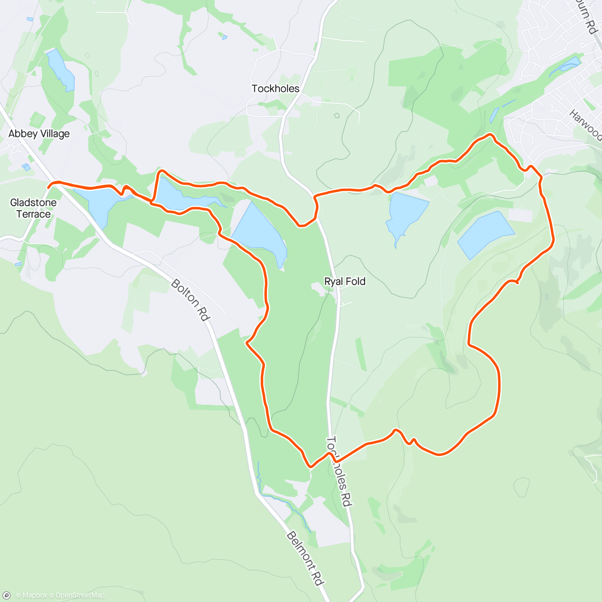 Map of the activity, Roddlesworth /Darwen Tower walk. Nice walk after rhis morning's  run. Power walked up to Darwen tower with pollesGot back before the expected rain