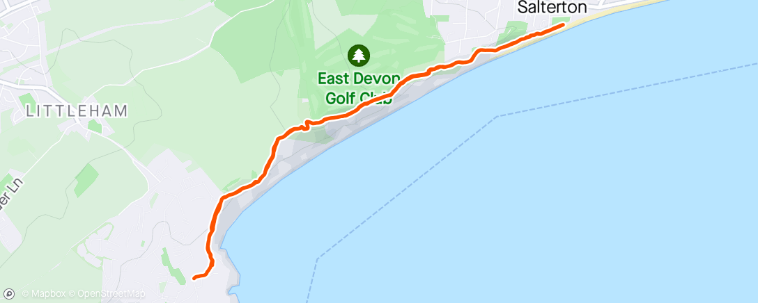 Map of the activity, Walk to Budleigh Salterton