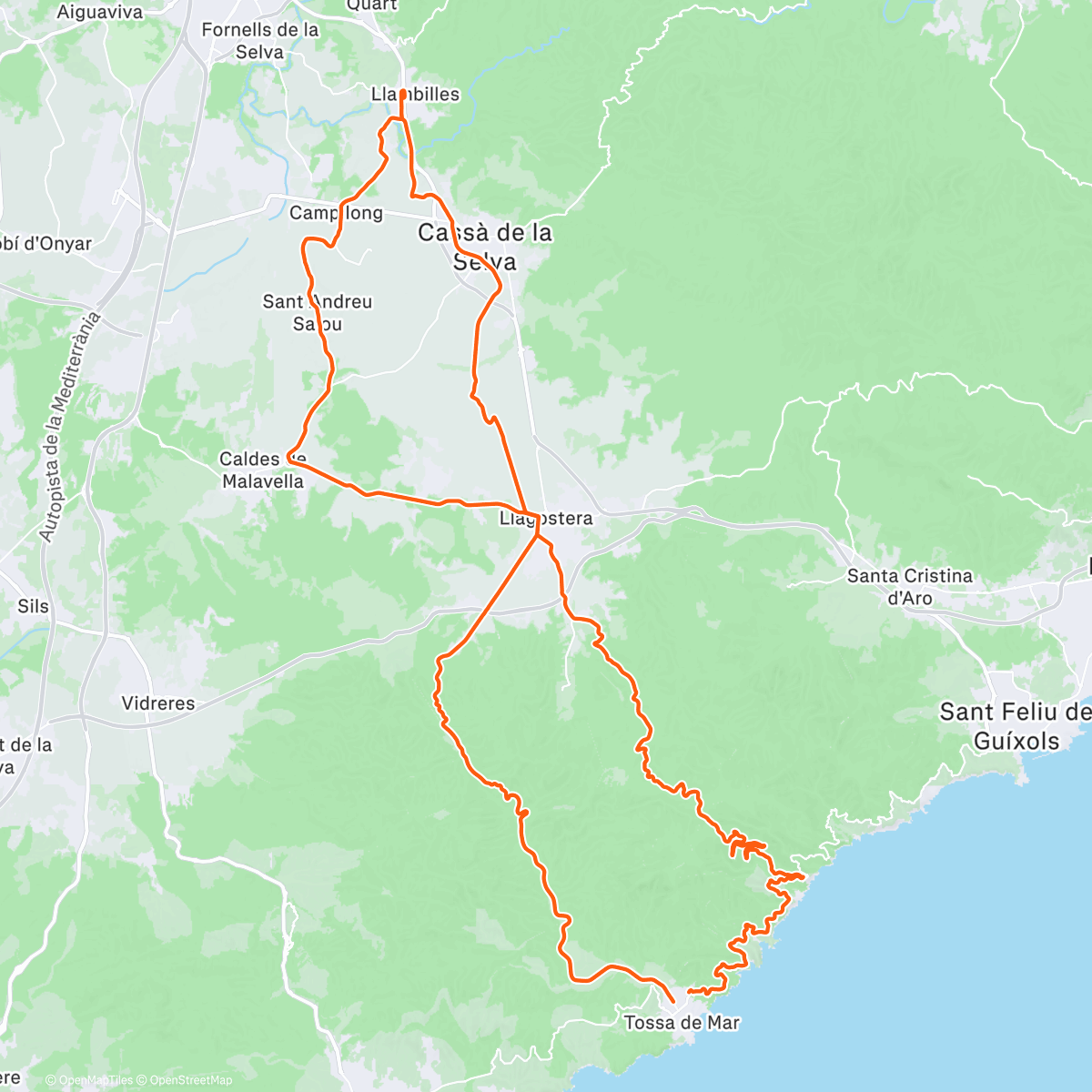 Map of the activity, Bicicleta por la mañana