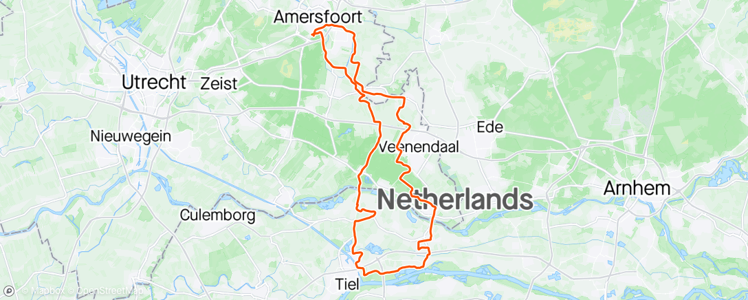 Map of the activity, Morning Ride. Z-wind 》Tiel