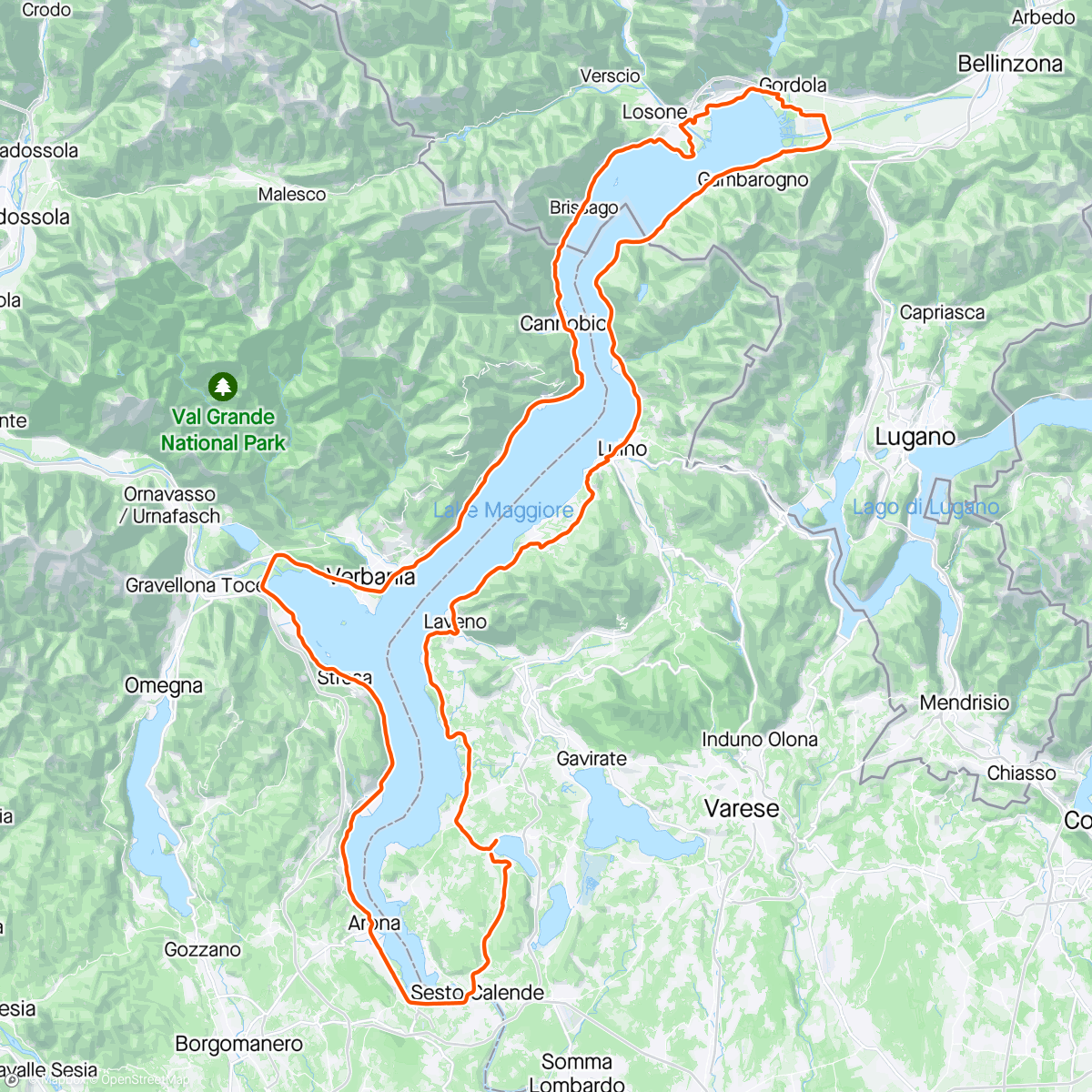 Map of the activity, Giro del lago Maggiore in compagnia di Nevio, Pino, Dario e Eolo