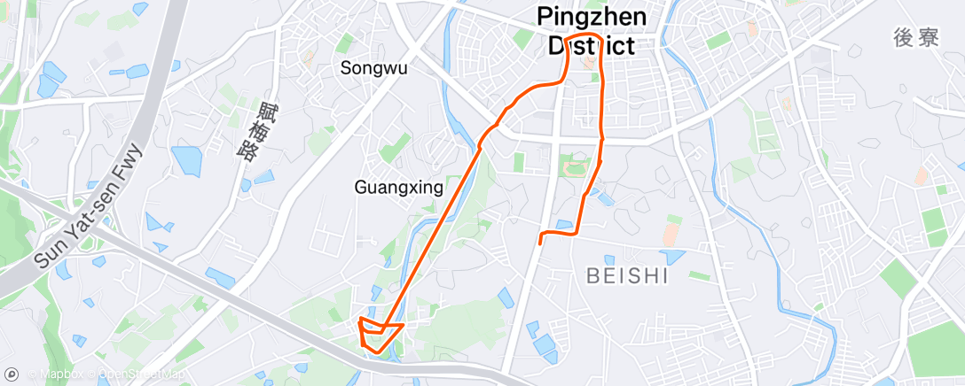 Map of the activity, Pingzhen ride