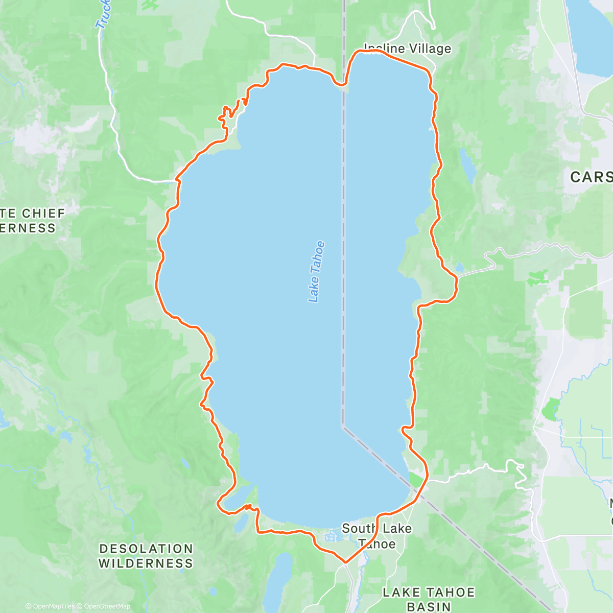 Map of the activity, Lake Tahoe Loop
