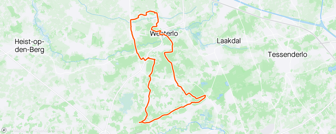 Map of the activity, Abdijentocht met de mountainbike