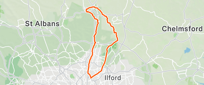 Route map for WARE (CAFE AT END) – CROOKED BILLET – G1/2 54MI 1900FT G3U 47MI 1600FT G3L 34MI 1100FT