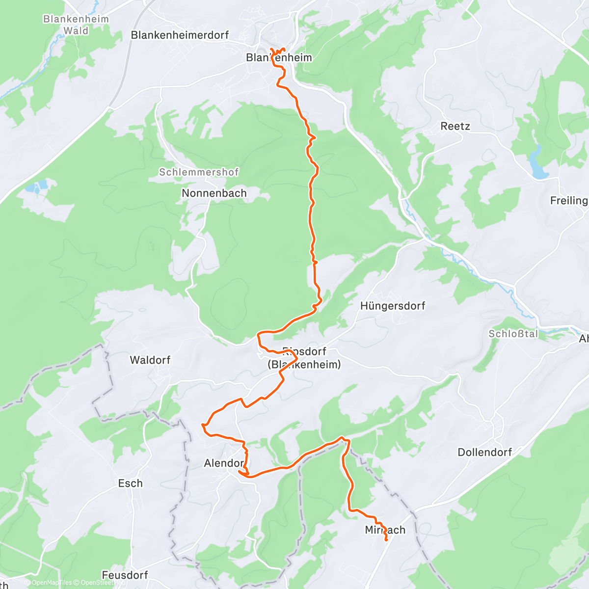 Map of the activity, Dag 2 Eifelsteig Etappe 07: Blankenheim - Mirbach